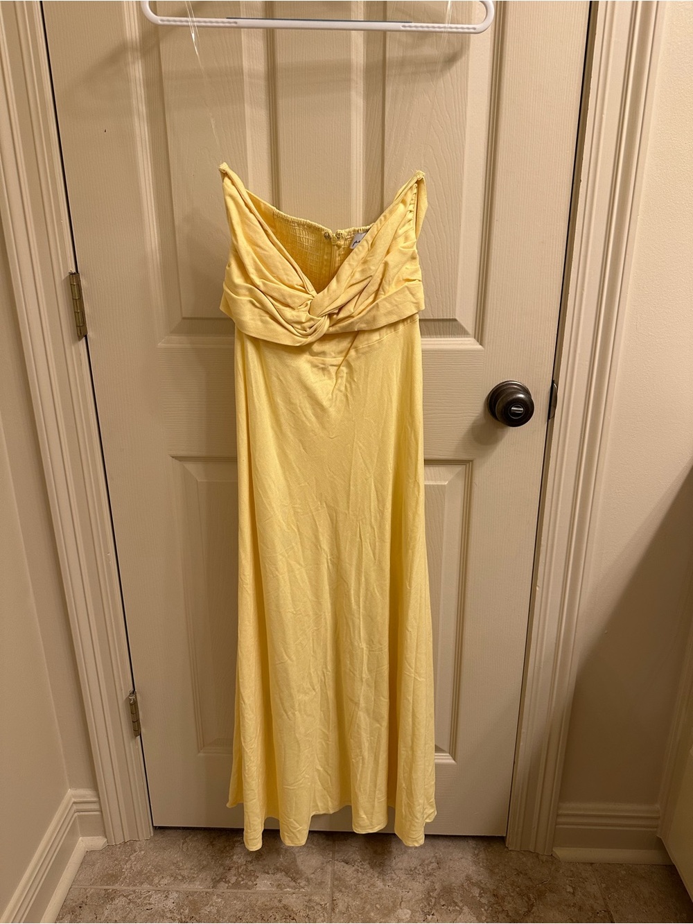 Petal & Pup Yellow Strapless Draped Maxi Dress